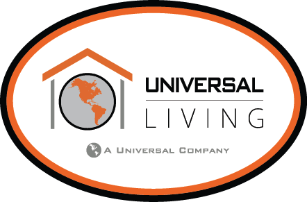 an image of a house with the universal living logo